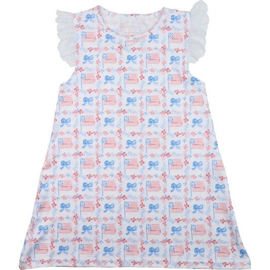 Flag And Bow Print Knit Dress