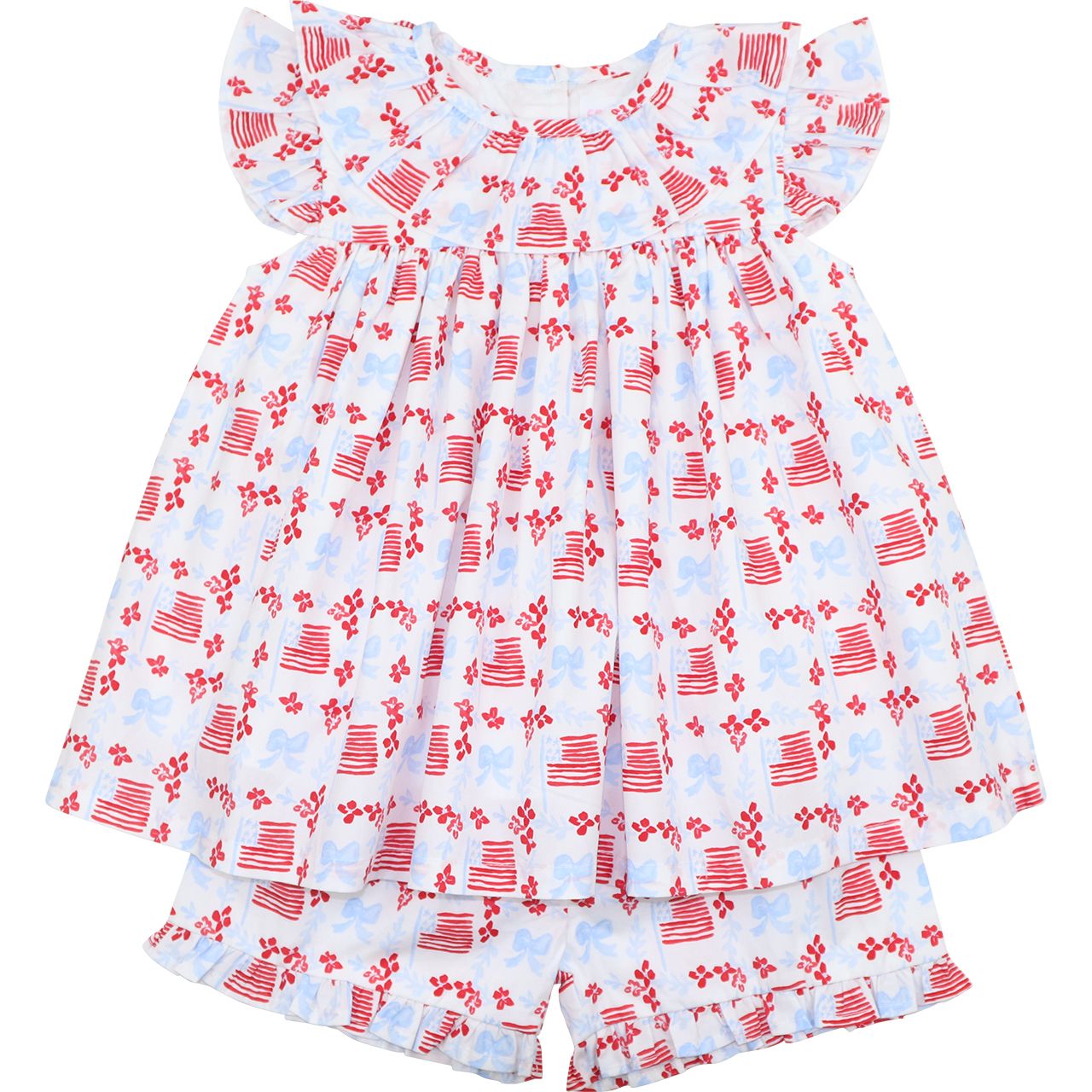 Flag And Bow Print Short Set