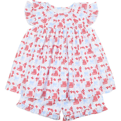 Flag And Bow Print Short Set
