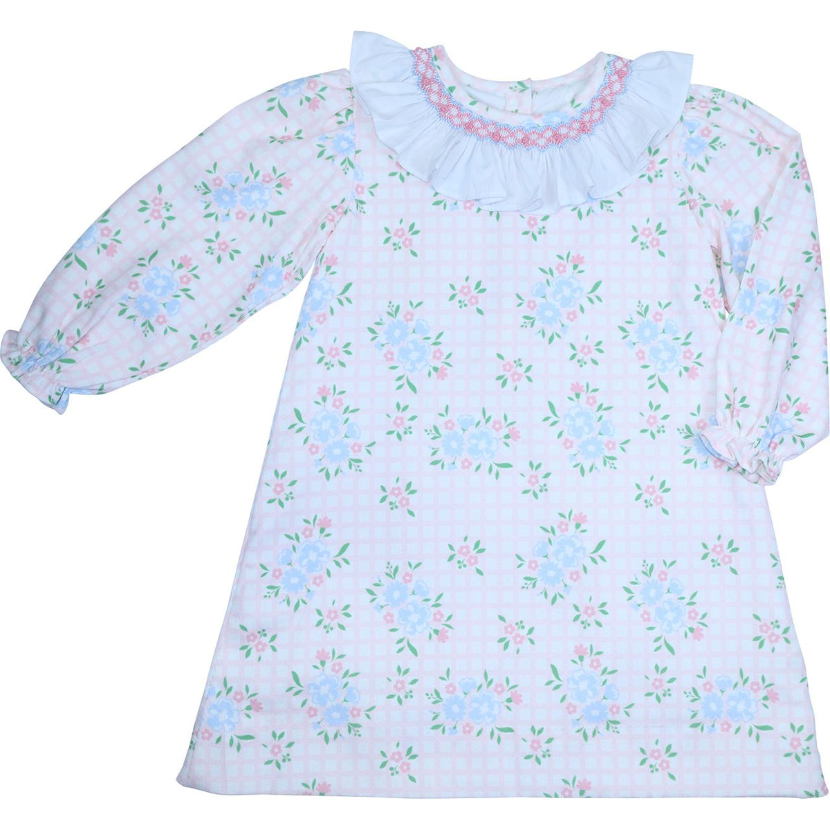 Floral Bouquet Smocked Corduroy Dress