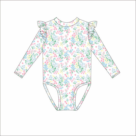 Floral Lycra Long Sleeve Swimsuit
