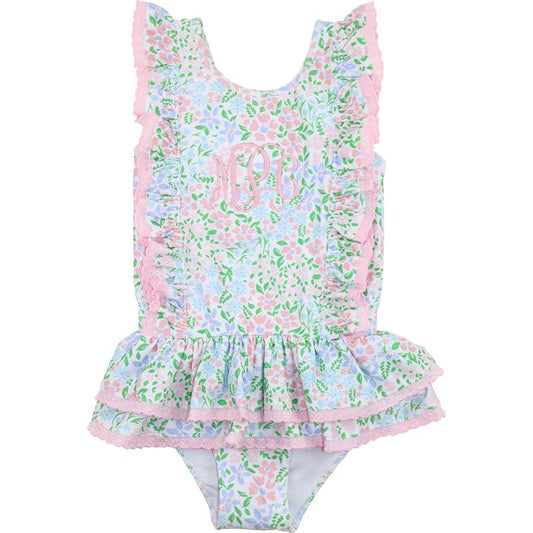 Floral Print Eyelet Swimsuit