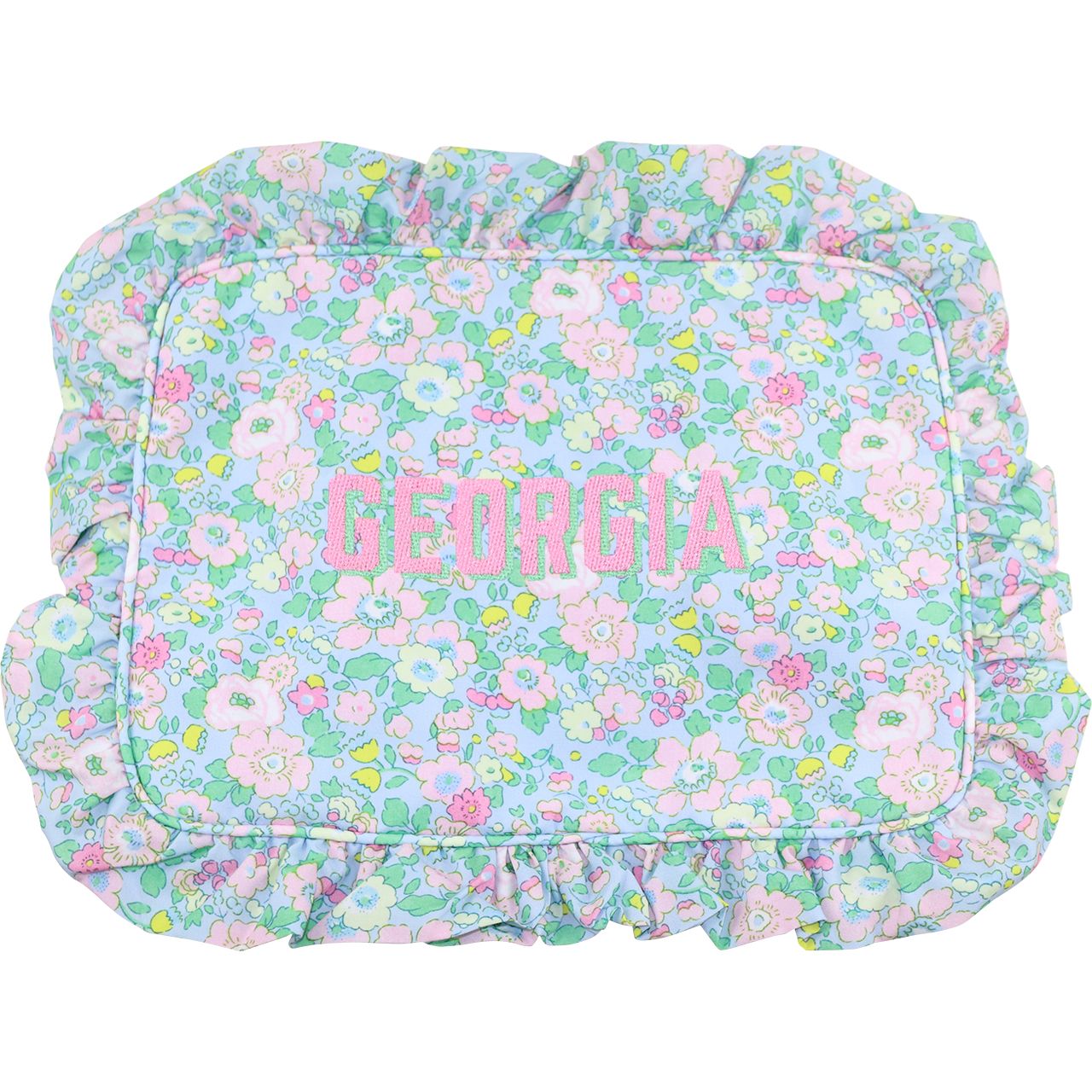 Floral Ruffle Zipper Pouch