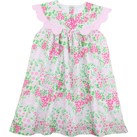 Floral Scalloped Collar Dress