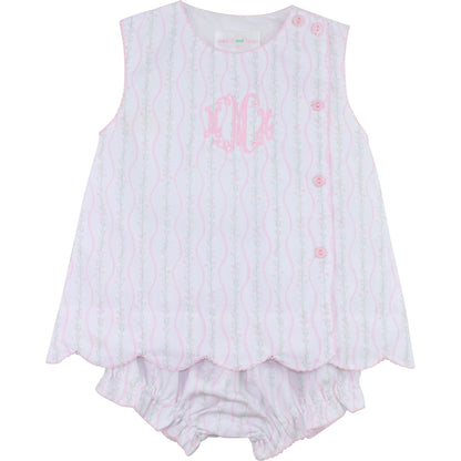 Floral Scalloped Side Button Diaper Set