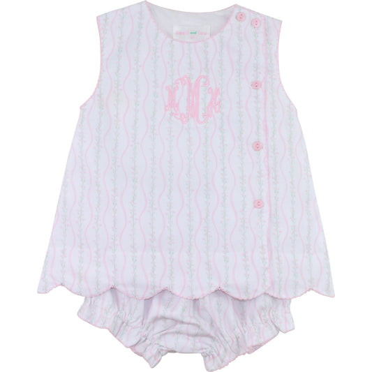 Floral Scalloped Side Button Diaper Set
