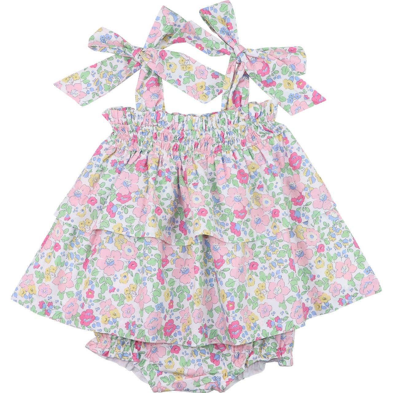 Floral Seersucker Shoulder Tie Diaper Set