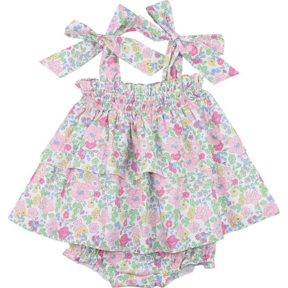 Floral Seersucker Shoulder Tie Diaper Set