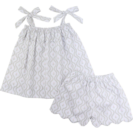 Floral Shoulder Tie Short Set