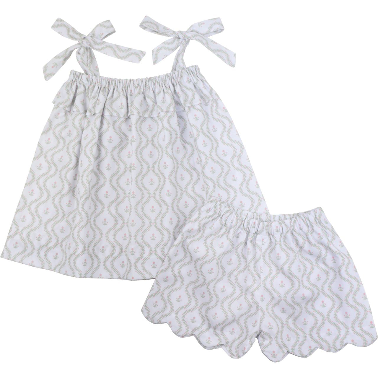 Floral Shoulder Tie Short Set1
