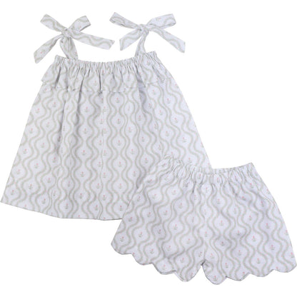 Floral Shoulder Tie Short Set1