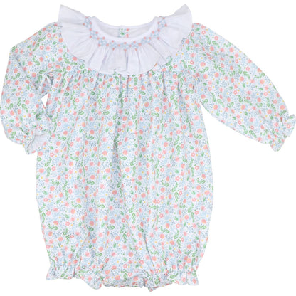 Floral Smocked Corduroy Bubble