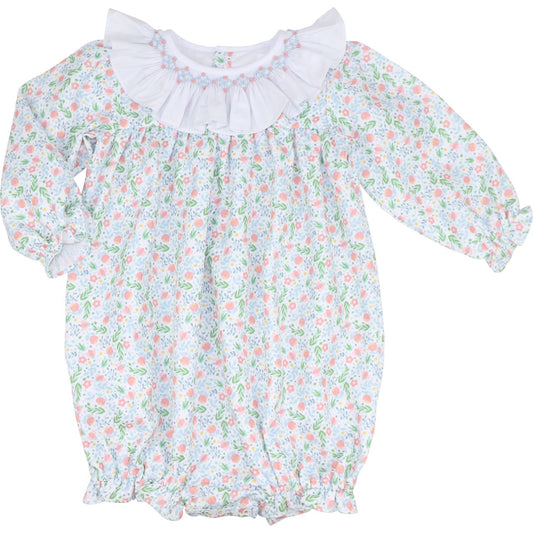 Floral Smocked Corduroy Bubble