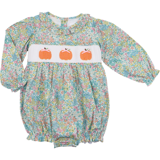 Floral Smocked Pumpkin Bubble