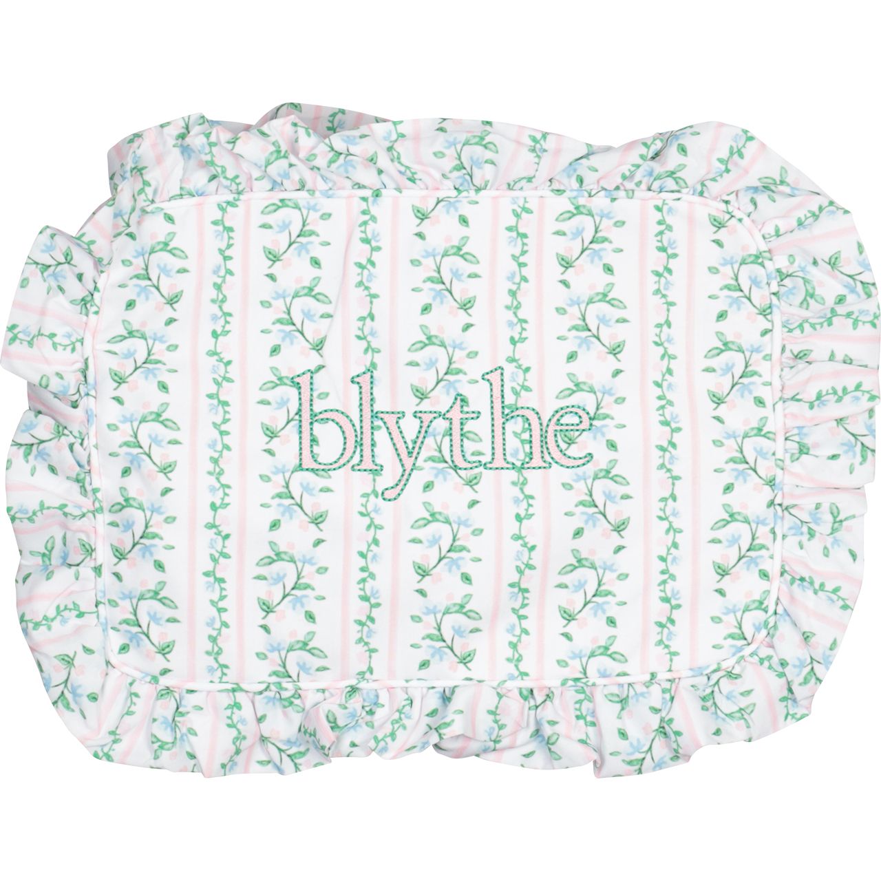 Floral Vines Ruffle Zipper Pouch