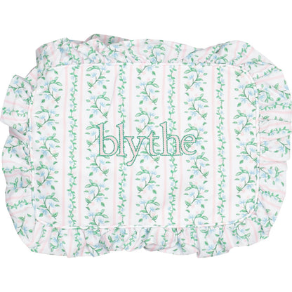 Floral Vines Ruffle Zipper Pouch