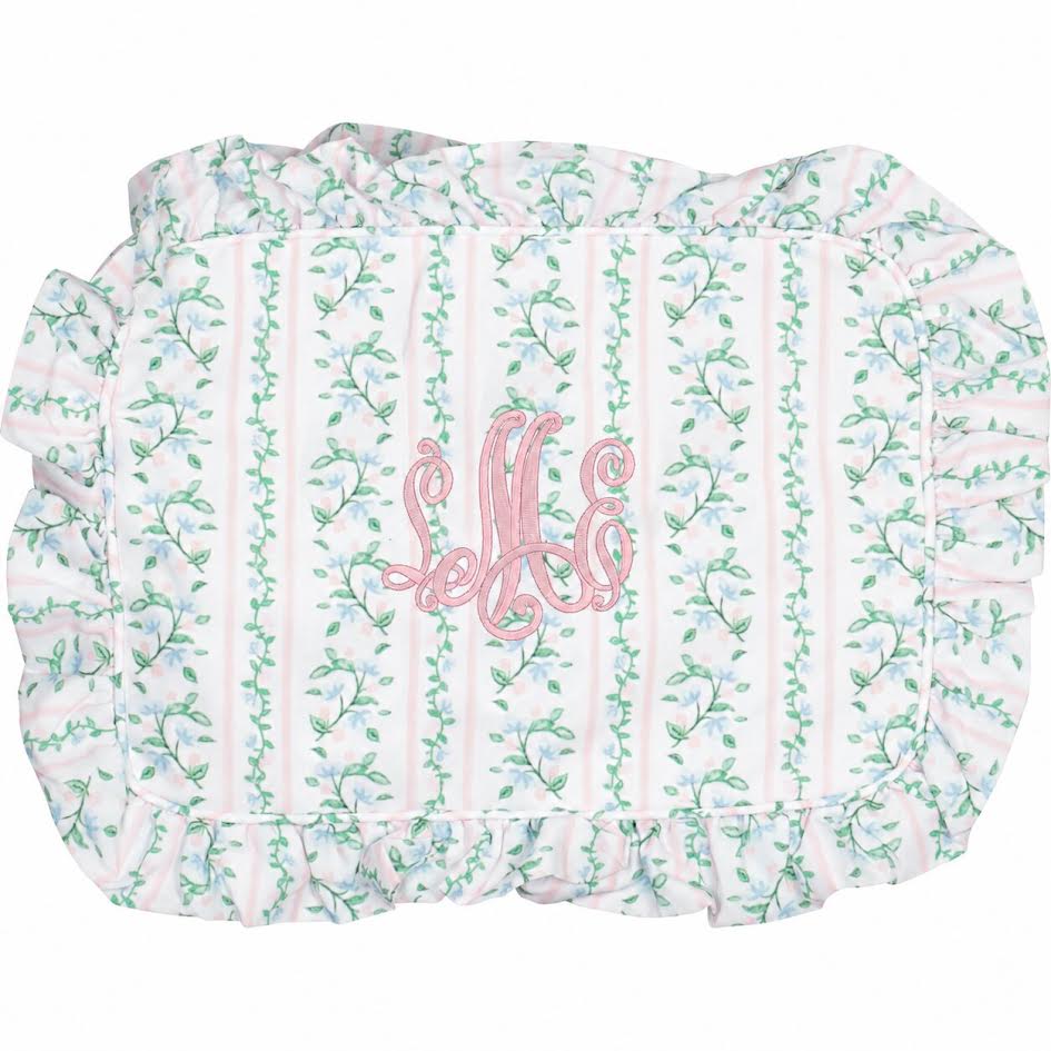 Floral Vines Ruffle Zipper Pouch