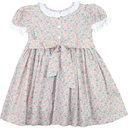 Floral dress with a bow on a white background
