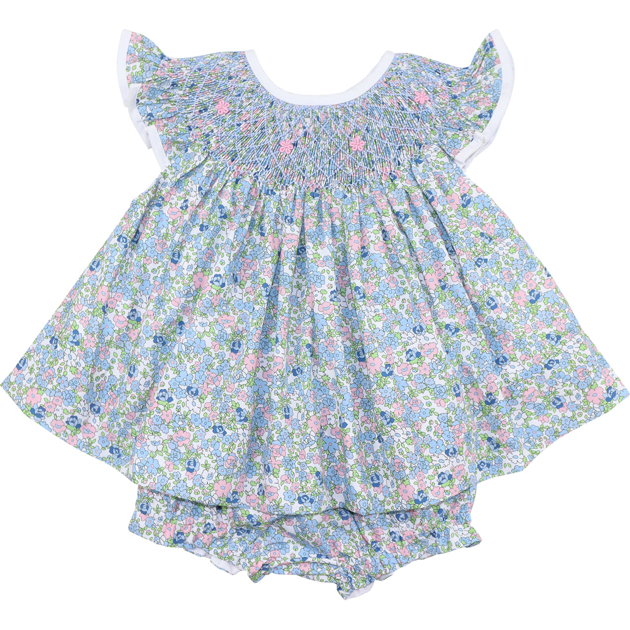 Floral dress with matching bloomers on a white background