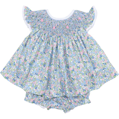 Floral dress with matching bloomers on a white background