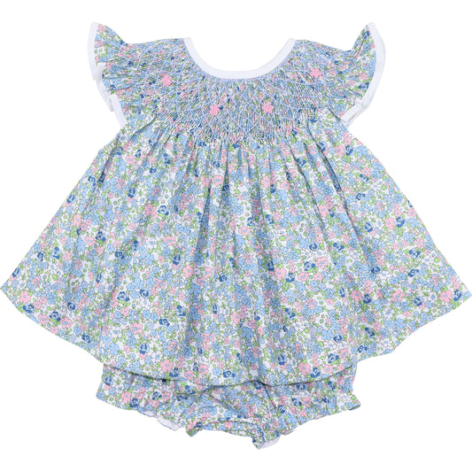 Floral dress with matching bloomers on a white background