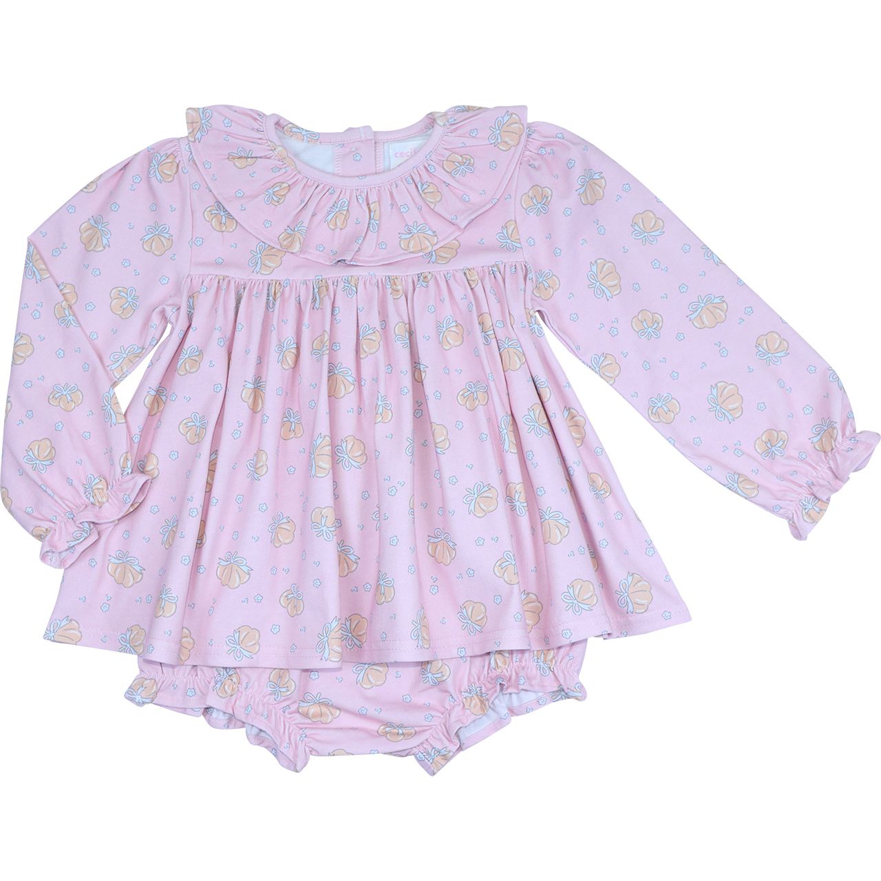 Flower And Pumpkin Knit Diaper Set