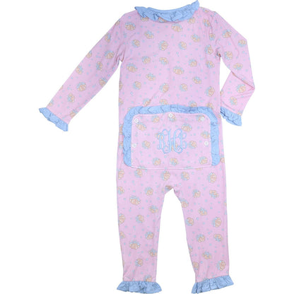 Flower And Pumpkin Knit Zipper Pajamas