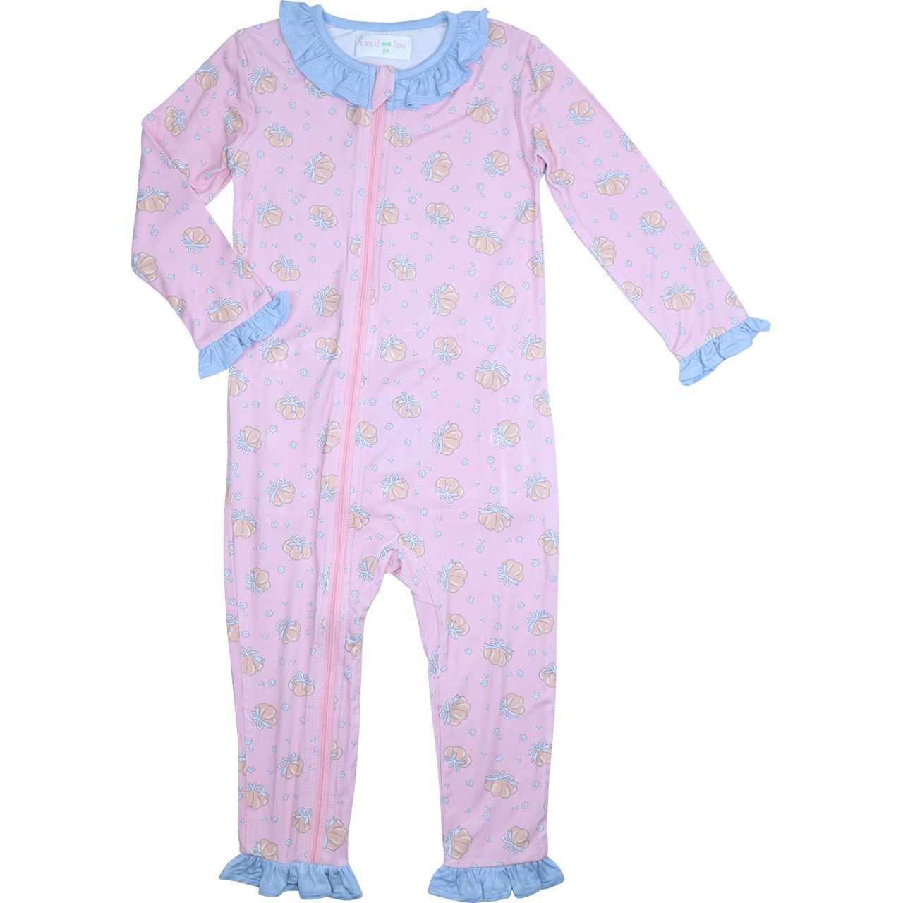 Flower And Pumpkin Knit Zipper Pajamas