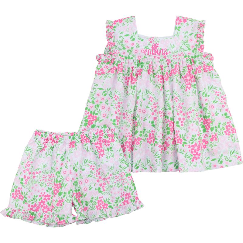 Flower Scalloped Collar Short Set
