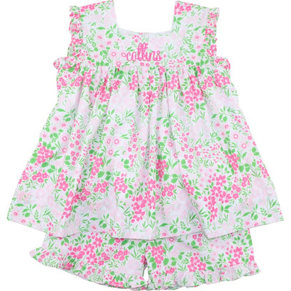 Flower Scalloped Collar Short Set