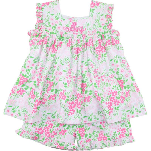 Flower Scalloped Collar Short Set