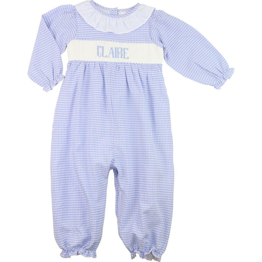 Blue Custom Smocked Long Bubble