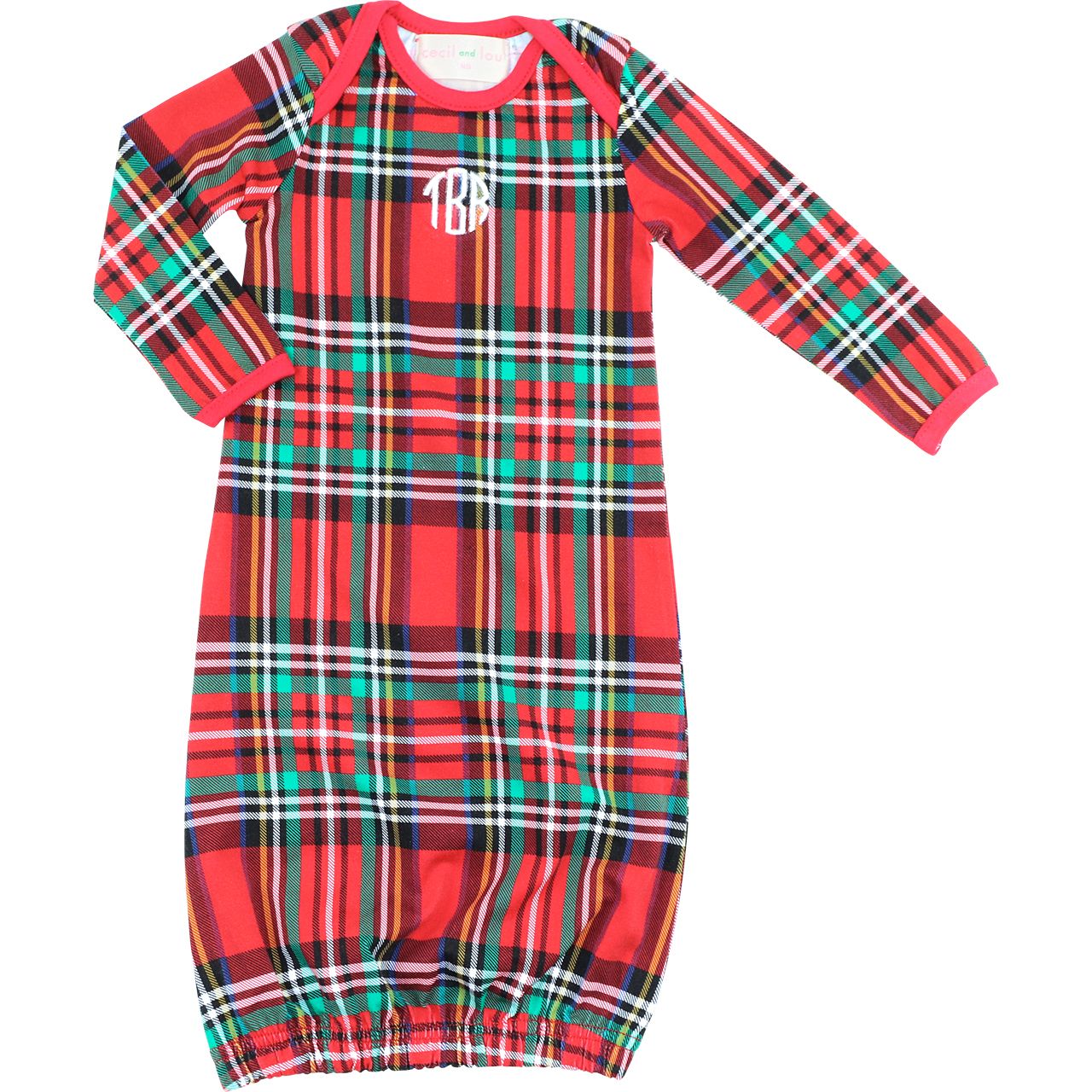 Holiday Plaid Knit Baby Gown