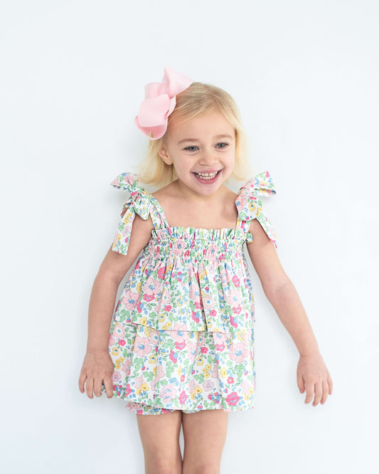 Floral Seersucker Shoulder Tie Diaper Set