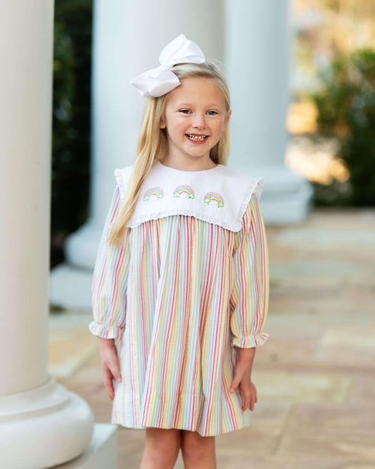 Rainbow Seersucker Shamrock Dress