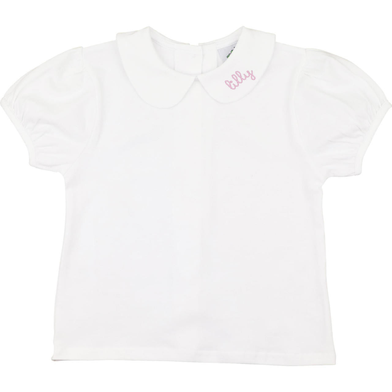 Girls White Knit Peter Pan Shirt