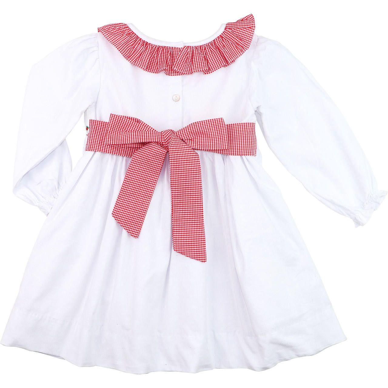 White Corduroy Custom Smocked Dress