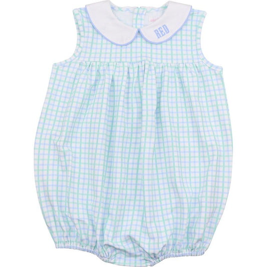 Green And Blue Windowpane Knit Bubble