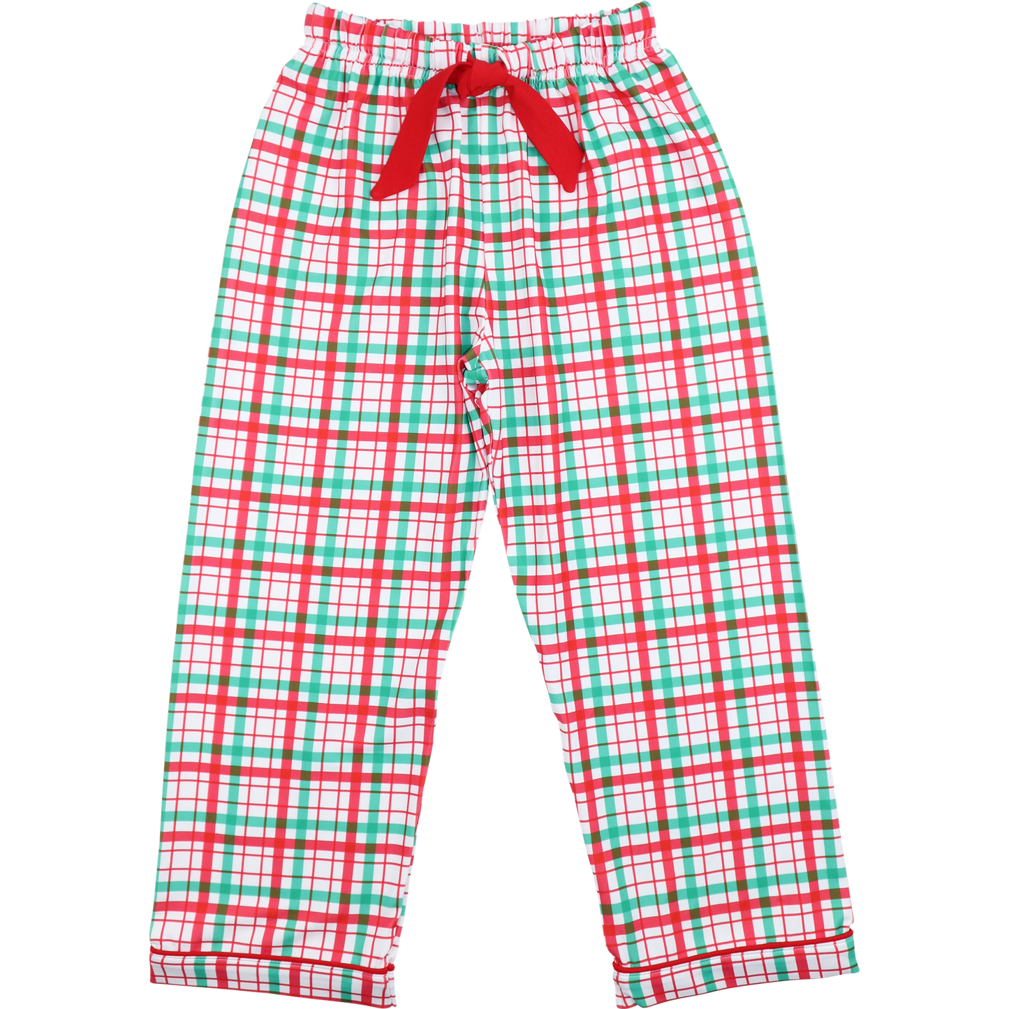 Green and red knit plaid pajama pants