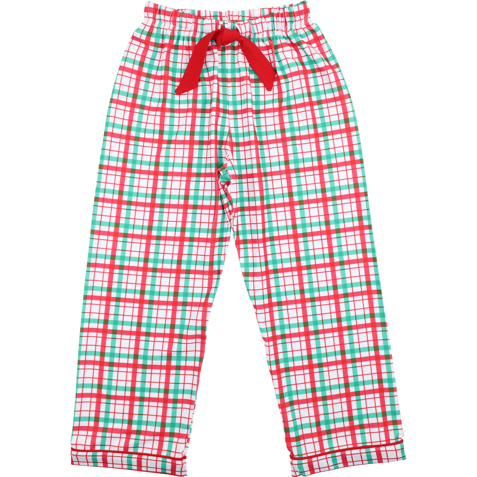 Green and red knit plaid pajama pants