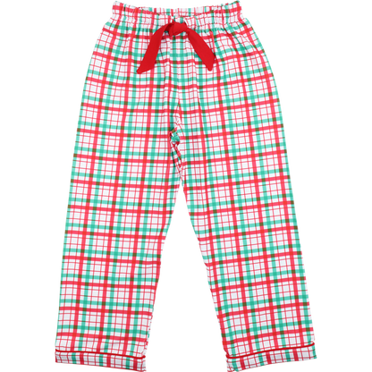 Green and red knit plaid pajama pants