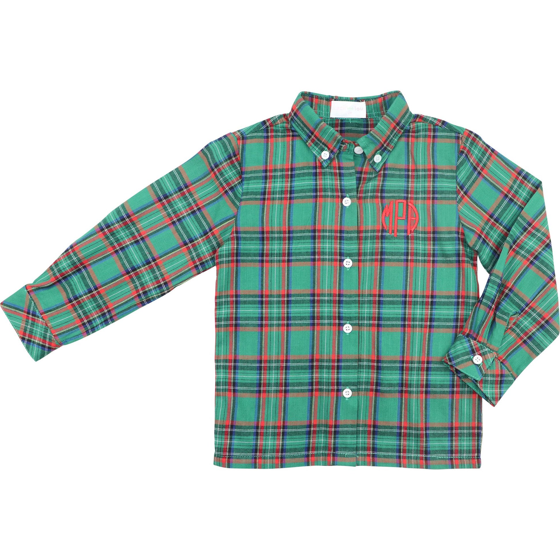 Green And Red Plaid Button Down Shirt