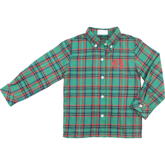 Green And Red Plaid Button Down Shirt