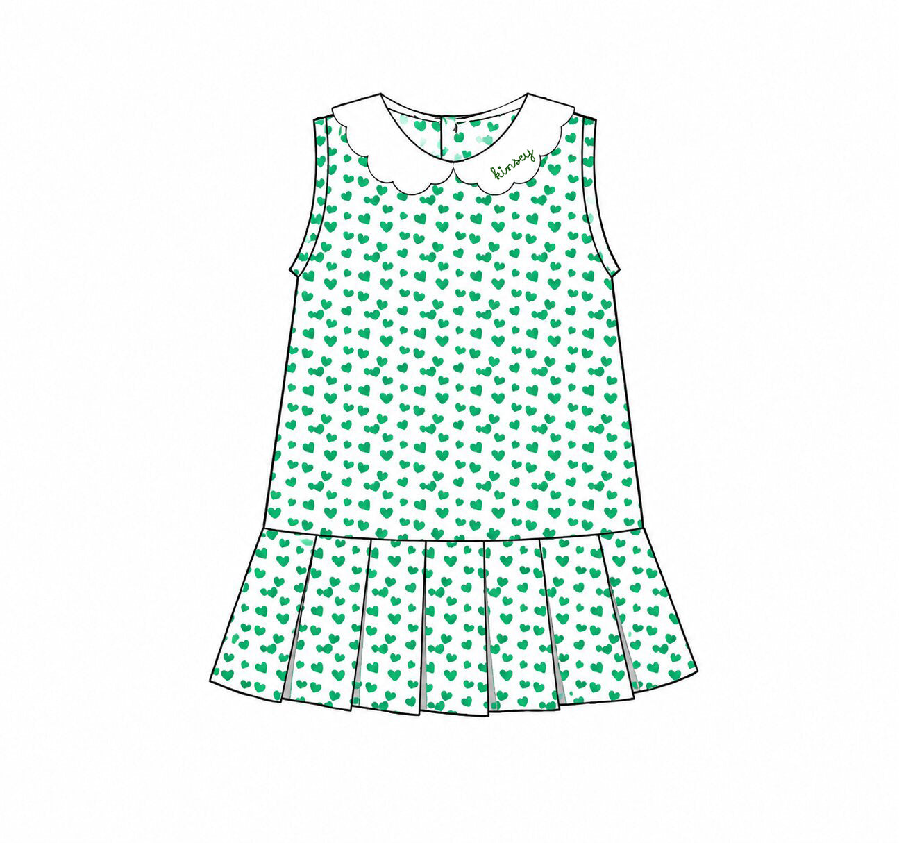 Green Heart Print Knit Tennis Dress3