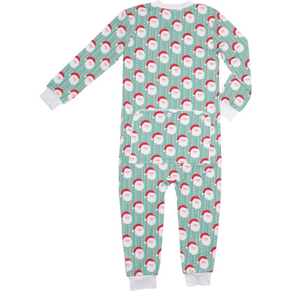 Green Knit Santa Zipper Pajamas
