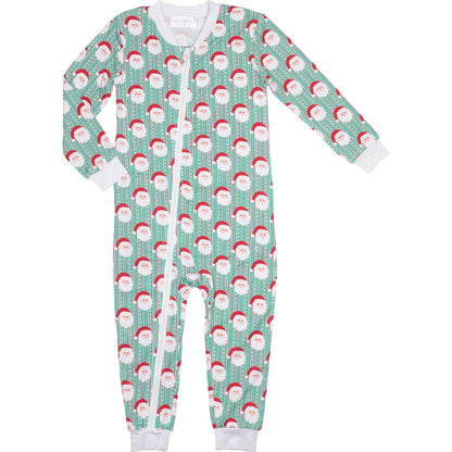 Green Knit Santa Zipper Pajamas