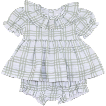 Green Plaid Ruffle Diaper Set