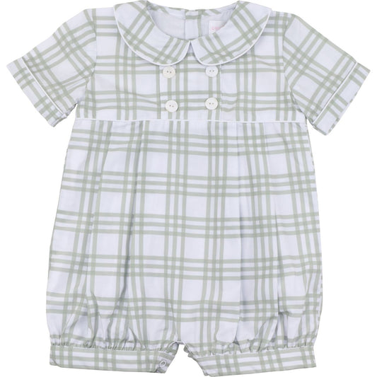 Green Plaid Short Romper