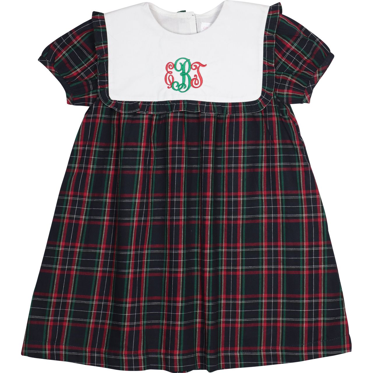 Green Plaid Square Collar Dress