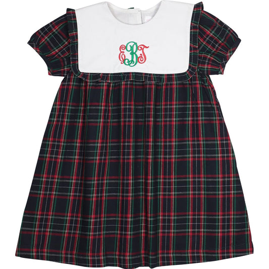 Green Plaid Square Collar Dress